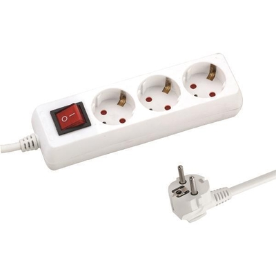 Eurolamp Πολύπριζο 3 Θέσεων με Διακόπτη – 3×1.5mm², Καλώδιο 1.5m, Λευκό (147-62211)
