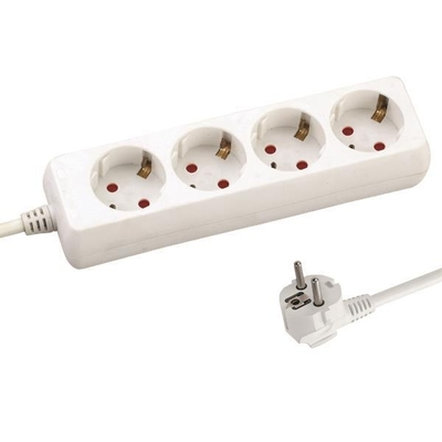 Eurolamp Πολύπριζο 4 Θέσεων 3×1.5mm² – Καλώδιο 1.5m, Λευκό (147-62202)