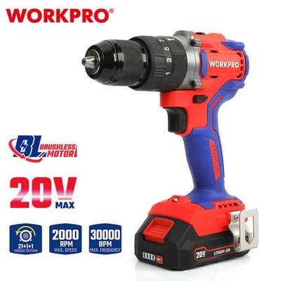 Κρουστικό Δραπανοκατσάβιδο 20V Brushless με 2 Μπαταρίες 2.0Ah – WORKPRO (Profi)