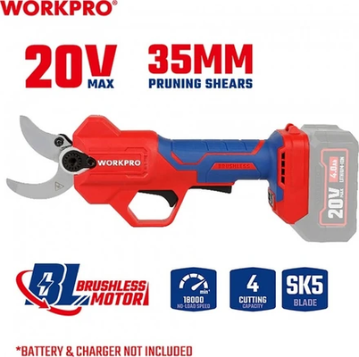 Ψαλίδι Κλαδευτικό Μπαταρίας 20V Brushless – Κοπή έως 35mm WORKPRO (Solo)