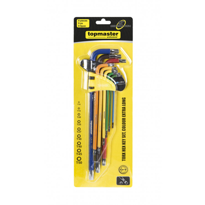 TOP MASTER ΑΛΛΕΝ ΜΠΙΛΙΑΣ TORX ΣΕΤ 9τεμ Cr-V ΠΛΑΣΤΙΚΗ ΘΗΚΗ ΜΕΓΑΛΟ ΜΕΓΕΘΟΣ ΠΟΛΥΧΡΩΜΑ (390174)