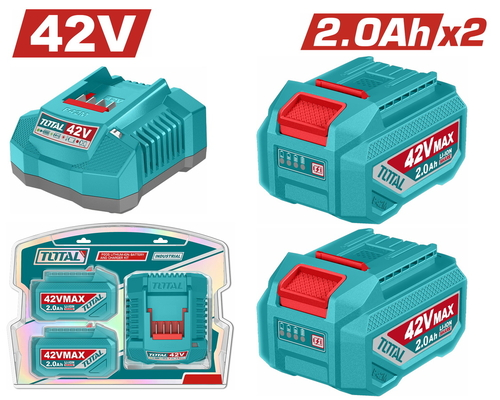 TOTAL ΕΠΑΓΓ. ΣΕΤ 2τεμ ΜΠΑΤ. TFBLI42201E Li-ion 42V/2Ah + 1τεμ ΦΟΡΤΙΣΤΗΣ TFCLI42021E (TFBCPM20221E)