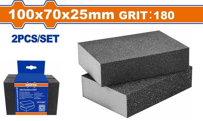 WADFOW ΣΦΟΥΓΓΑΡΙ ΓΥΑΛΟΧΑΡΤΟ ΛΕΙΑΝΣΗΣ 100Χ70Χ25mm P180 (WUK2503)