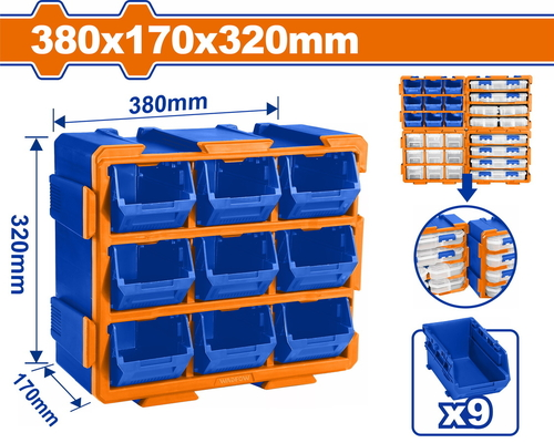 WADFOW ΣΥΡΤΑΡΙΕΡΑ ΑΠΟΘΗΚΕΥΣΗΣ ME ΣΚΑΦΑΚΙΑ 380X170X320mm (WTB8330)